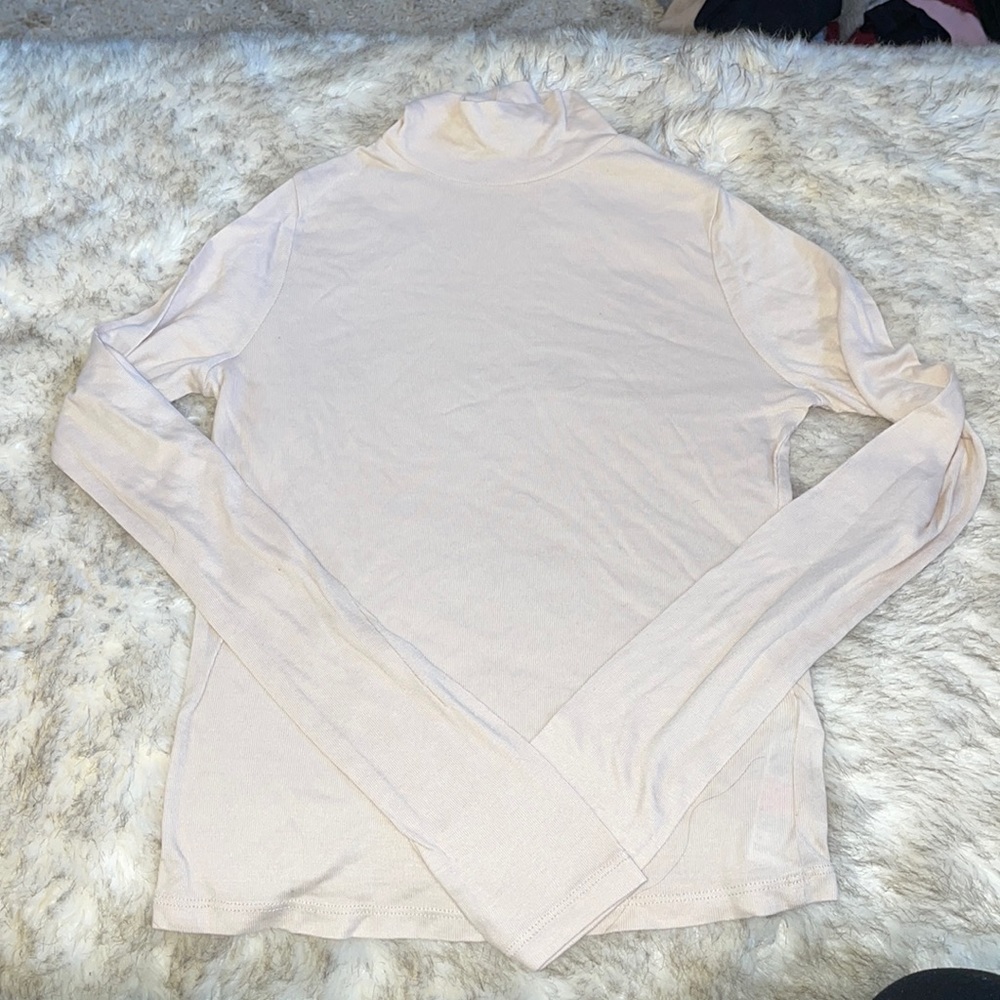 TopShop Beige Mock Neck Crop Top